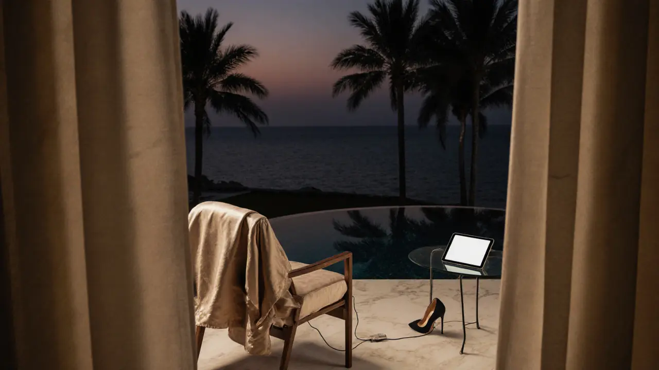 An empty luxury villa on Palm Jumeirah with traces of a private encounter.