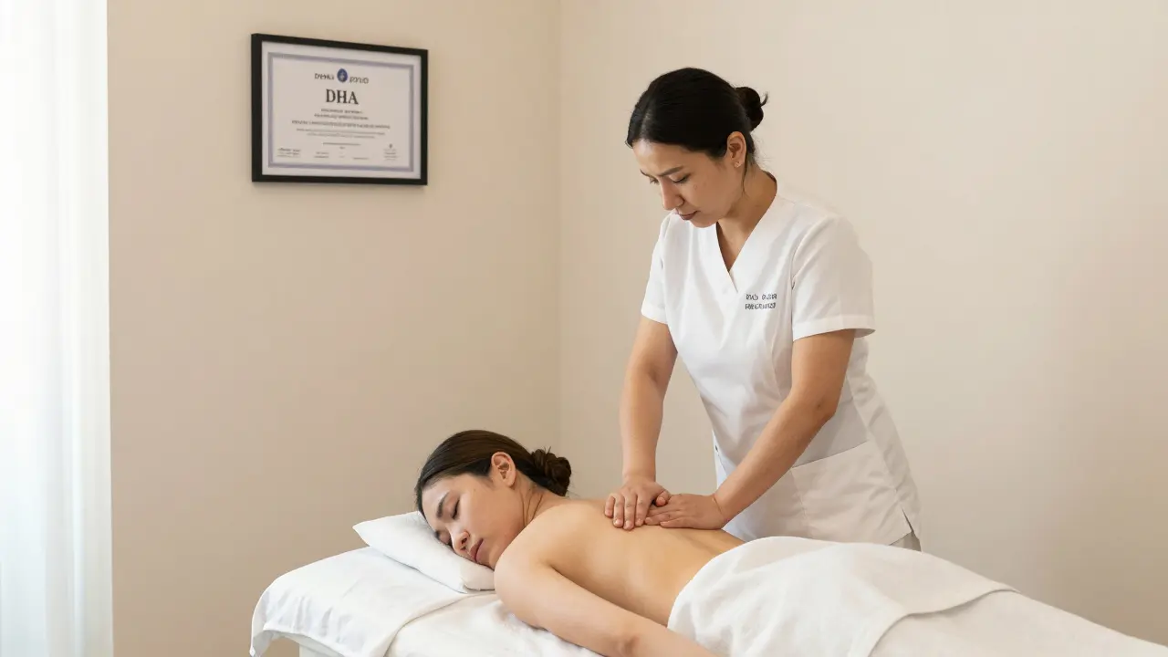 DHA-certified spa therapist providing legitimate massage