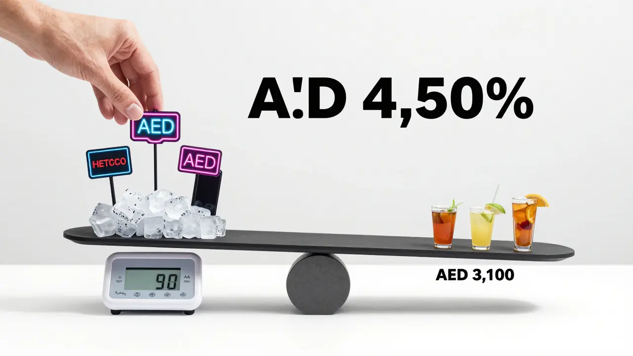 A scale balancing a lavish party package against a simplified version, showing cost savings.